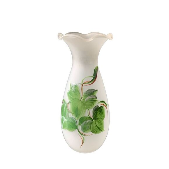 Vintage Bristol Hand Painted Ruffled Glass Vase An Elegant Addition To Home - Picture 1 of 8